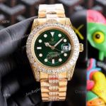 Best Quality Copy Rolex Submariner Iced Watches Olive Green Dial Diamond Center Band